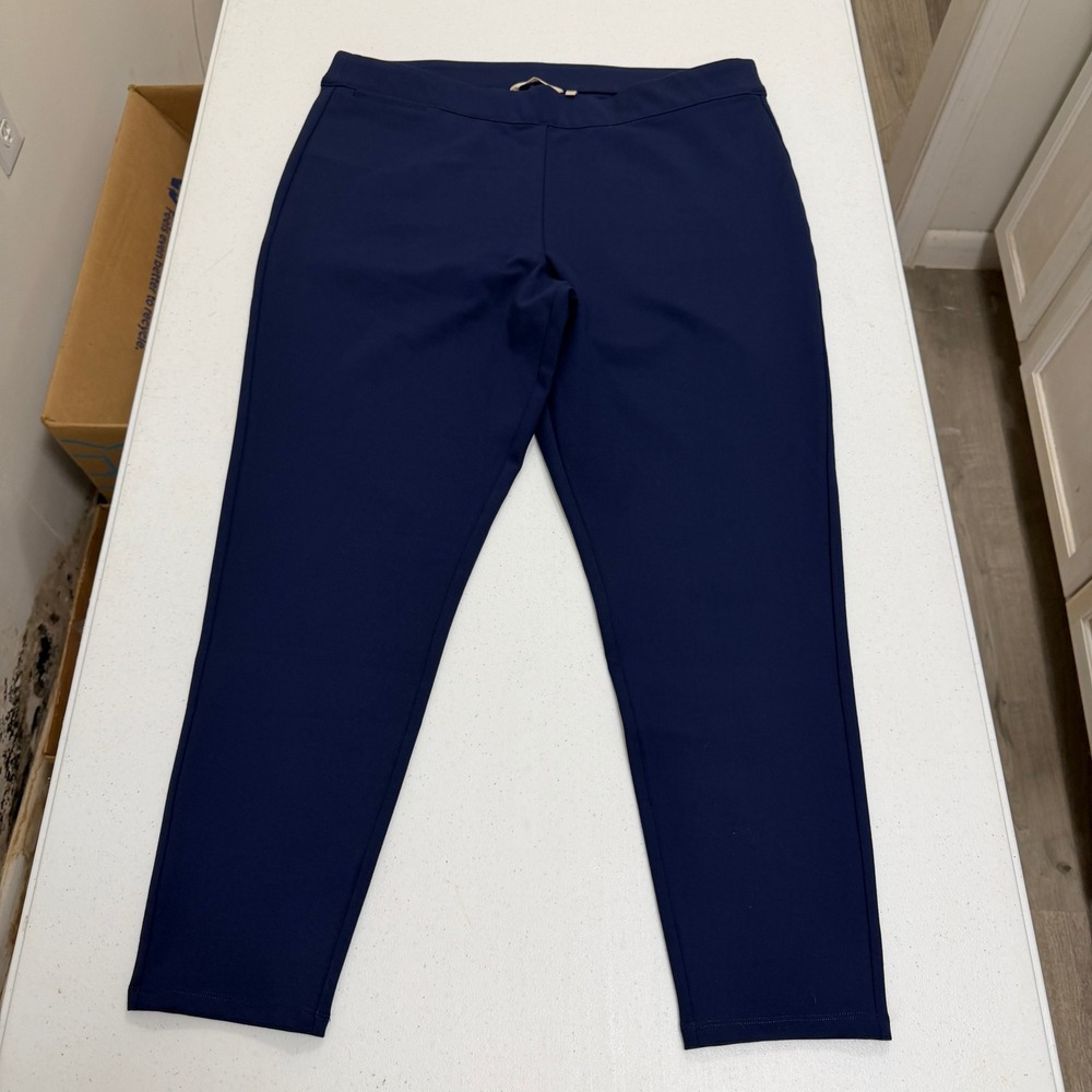 Soft Surroundings Navy‎ Blue Pull On Ankle Pants Plus Size 1X Stretch Trousers
